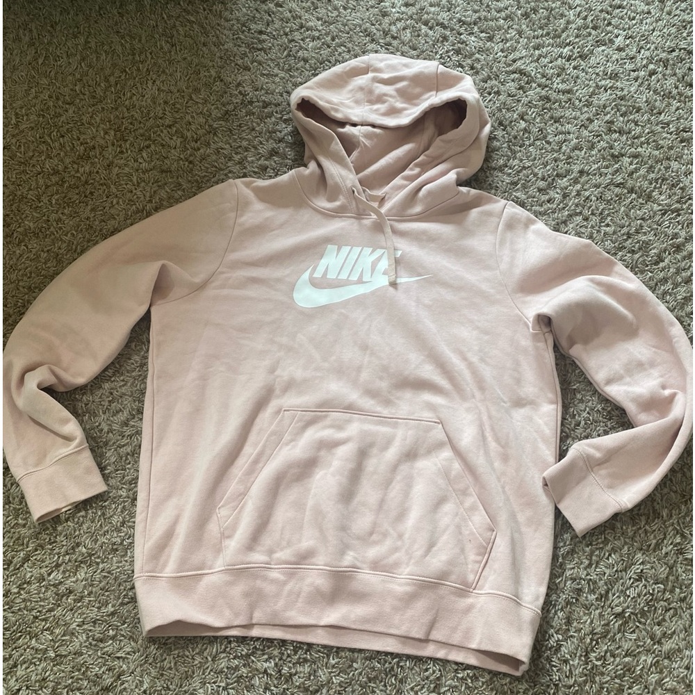 Nike light pink drawstring hoodie size M with a big pocket